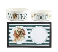 Purely Home Cockapoo Pet Mat, Food & Water Bowl Set