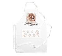 Purely Home Cocker Spaniel Apron - This House Belongs to the Dog - Cooking & Baking Gift Adjustable Neck/Waist Ties - Large Front Pocket Mens Womens Unisex