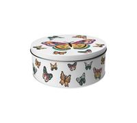 Purely Home Colourful Butterflies Small Cake Tin - Pretty Kitchen Gifts For Nature Lovers - Round Metal Storage Container For Baking 18 X 7Cm