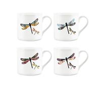 Purely Home Colourful Dragonflies Bone China Mugs - Set Of 4