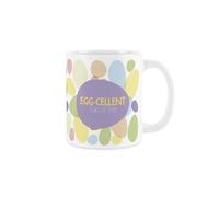Purely Home Colourful Easter Egg Tea Mug - Novelty White Ceramic Drinks Cup Gifts for Tea Drinkers