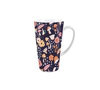 Purely Home Colourful Mushrooms Tall Latte Mug - Ceramic White Tea/Coffee Present Gift