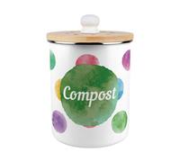 Purely Home Colourful Polka Dots Labelled Compost Caddy - Enamel 2L Kitchen Food Bin Gift