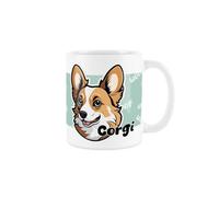 Purely Home Corgi Dog Mug - Cartoon Fun Novelty Gift for Dog Lovers - Tea/Coffee Ceramic White Cup
