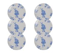 Purely Home Cottage Floral Melamine Plastic Side Plates Set of 6 - Blue & White Outdoor Dining Reusable Dinnerware Gift - Dishwasher Safe & Break-Resistant