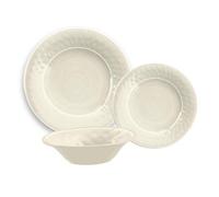 Purely Home Crackle Cream Melamine 12 Piece Outdoor Dinnerware Set For 4