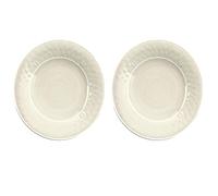 Purely Home Crackle Glaze Cream - Melamine/Plastic Dinner Plates Set for 2