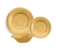 Purely Home Crackle Gold Melamine 15 Piece Outdoor Dinnerware Set For 5
