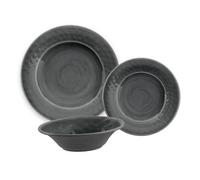 Purely Home Crackle Grey Melamine 24 Piece Outdoor Dinnerware Set For 8