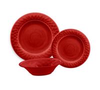 Purely Home Crackle Red Melamine 12 Piece Outdoor Dinnerware Set For 4
