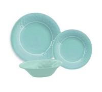 Purely Home Crackle Turquoise Melamine 15 Piece Outdoor Dinnerware Set For 5