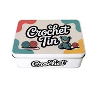Purely Home Crochet Tin - Retro Square Metal Craft Storage Container Gift 195 X 125 X 75mm