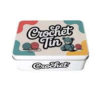 Purely Home Crochet Tin - Retro Square Metal Craft Storage Container Gift 195 x 125 x 75mm