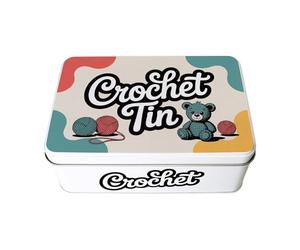 Purely Home Crochet Tin - Retro Square Metal Craft Storage Container Gift 195 x 125 x 75mm