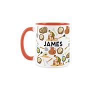 Purely Home Custom Archaeologist Mug - Humourous Dinosaur Excavation Novelty Gift - Tea/Coffee Orange Ceramic Cup Personalised Present for Archaeologists