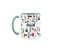 Purely Home Custom Barber Mug - Humourous Mens Hairdresser Novelty Gift - Tea/Coffee Turquoise Ceramic Cup Personalised Present for Barbers