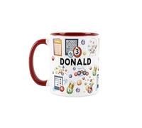 Purely Home Custom Bingo Caller Mug - Humourous Hobbies & Numbers Novelty Gift - Tea/Coffee Red Ceramic Cup Personalised Present for Bingo Callers