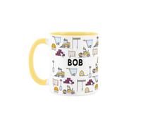 Purely Home Custom Builder Mug - Humourous Building Tradesman Novelty Gift - Tea/Coffee Yellow Ceramic Cup Personalised Present for Builders