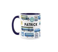 Purely Home Custom Bus Driver Mug - Humourous Trades Funny Novelty Gift - Tea/Coffee Hot Drinks Blue Ceramic Cup Personalised Name Present