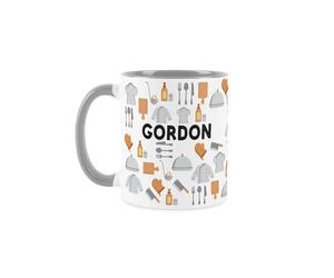 Purely Home Custom Chef Mug - Humourous Trades Funny Novelty Gift - Tea/Coffee Hot Drinks Grey Ceramic Cup Personalised Name Present for Cooks