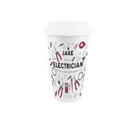 Purely Home Custom Electrician Ceramic Travel Mug - Personalised Humorous Tradesman Gifts - Reusable Double-Walled Insulated Hot/Cold Drinks Flask Cup
