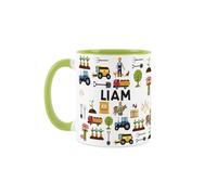 Purely Home Custom Farmer Mug - Humourous Farming Tradies Novelty Gift - Tea/Coffee Green Ceramic Cup Personalised Present for Farmers