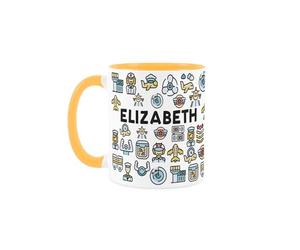Purely Home Custom Flight Attendant Mug - Humourous Cabin Crew & Air Hostesses Novelty Gift - Tea/Coffee Yellow Ceramic Cup Personalised Present for Flight Attendants