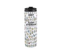 Purely Home Custom Flight Attendant Travel Mug - Personalised Cabin Crew Gift - Reusable Stainless Steel Vacuum-Sealed Double-Walled Travel Flask 500ml (16 fl oz)