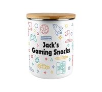 Purely Home Custom Gaming Snacks Storage Canister - Multicoloured Large Enamel Jar Personalised Food Themed Gifts for Gamers