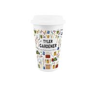 Purely Home Custom Gardener Ceramic Travel Mug - Personalised Novelty Landscaping Gifts - Reusable Double-Walled Insulated Drinks Flask Cup