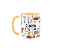 Purely Home Custom Gardener Mug - Humourous Landscaping Novelty Gift - Tea/Coffee Yellow Ceramic Cup Personalised Present for Gardeners