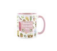 Purely Home Custom Gardening Mug - Personalised Gardening White & Pink Coffee/Tea Gift for Gardeners 11oz