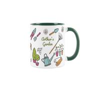 Purely Home Custom Green Gardening Mug - Gardening Accessories & Tools Presents - White & Dark Green Coffee/Tea Gift for Gardeners 11oz