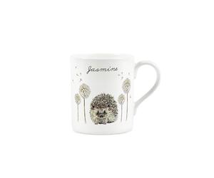Purely Home Custom Hedgehog Mug - Personalised Wildlife Watercolour Art Gifts By Rhiannon Chauncey - Bone China White Coffee/Tea Cup Present