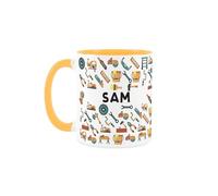 Purely Home Custom Joiner Mug - Humourous Carpentry Tradies Novelty Gift - Tea/Coffee Yellow Ceramic Cup Personalised Present for Joiners