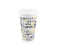 Purely Home Custom Lawyer Ceramic Travel Mug - Personalised Novelty Solicitor & Barrister Gifts - Reusable Double-Walled Insulated Drinks Flask Cup