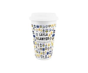Purely Home Custom Lawyer Ceramic Travel Mug - Personalised Novelty Solicitor & Barrister Gifts - Reusable Double-Walled Insulated Drinks Flask Cup