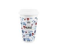 Purely Home Custom Nurse Ceramic Travel Mug - Personalised Medical Training Trades Gift for New Job - Reusable Silicone Lid Double-Walled Insulated Hot/Cold Drinks Cup Present