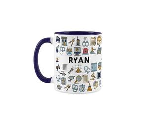 Purely Home Custom Prison Officer Mug - Humourous Jail Staff Inmate Security Novelty Gift - Tea/Coffee Navy Blue Ceramic Cup Personalised Present for Prison Officers