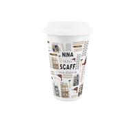 Purely Home Custom Scaffolder Ceramic Travel Mug - Personalised Tradies Gifts/New Job Presents - Reusable Silicone Lid Double-Walled Insulated Hot/Cold Drinks Cup