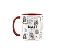 Purely Home Custom Scaffolder Mug - Humourous Tradies Novelty Gift - Tea/Coffee Red Ceramic Cup Personalised Present for Scaffolders