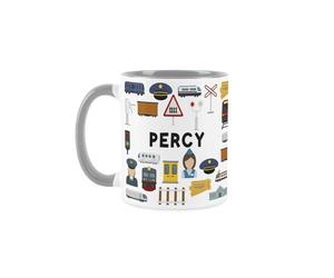 Purely Home Custom Train Conductor Mug - Humourous Railway Workers Novelty Gift - Tea/Coffee Grey Ceramic Cup Personalised Present for Train Conductors