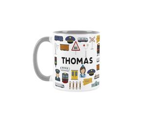 Purely Home Custom Train Driver Mug - Humourous Railway Workers Novelty Gift - Tea/Coffee Grey Ceramic Cup Personalised Present for Train Drivers