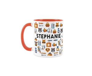 Purely Home Custom Vet Mug - Humourous Trades Funny Novelty Gift - Tea/Coffee Hot Drinks Orange Ceramic Cup Personalised Name Present for Veterinarians