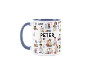 Purely Home Custom Vet Nurse Mug - Humourous Animal Veterinary Novelty Gift - Tea/Coffee Blue Ceramic Cup Personalised Present for Vet Nurses