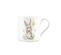 Purely Home Cute Bunny Rabbit Mug - Floral Rabbit Daffodils Present Bone China White Mug - Tea/Coffee Gift for Animal Lovers