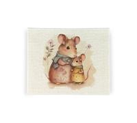Purely Home Cute Mouse Placemats Set - Home & Kitchen Decor Mum & Child Gift - Set Of Four (4) Fabric Table Placemats