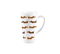 Purely Home Dachshund Print Novelty Tall Latte Mug - Ceramic White Tea/Coffee Present Gift