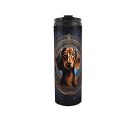 Purely Home Dachshund Travel Mug - Sausage Dog Novelty Gift - Reusable Stainless Steel Vacuum-Sealed Double-Walled Hot/Cold Drinks Travel Flask 500ml (16 fl oz)