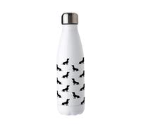 Purely Home Dachshund Water Bottle - Black Reusable Double Walled 500ml Hot/Cold Metal Drinks Bottle Dog Gifts